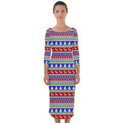 Christmas Color Stripes Pattern Quarter Sleeve Midi Bodycon Dress by Ndabl3x