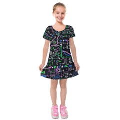 Math-linear-mathematics-education-circle-background Kids  Short Sleeve Velvet Dress by Vaneshart
