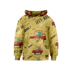 Childish-seamless-pattern-with-dino-driver Kids  Pullover Hoodie by Vaneshart