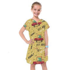 Childish-seamless-pattern-with-dino-driver Kids  Drop Waist Dress by Vaneshart