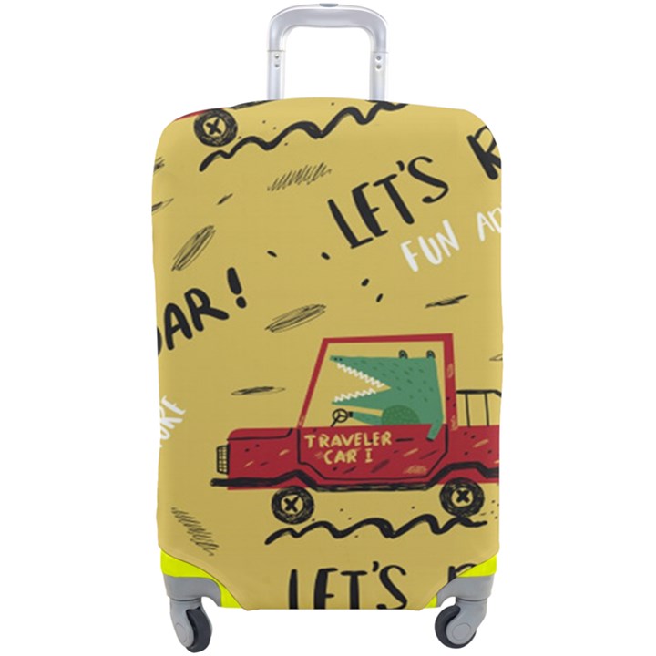 Childish-seamless-pattern-with-dino-driver Luggage Cover (Large)