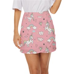 Cute-unicorn-seamless-pattern Mini Front Wrap Skirt by Vaneshart