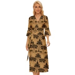 Camel Palm Tree Midsummer Wrap Dress by Vaneshop