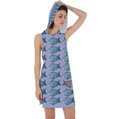 Fishes Pattern Background Theme Art Racer Back Hoodie Dress by Vaneshop