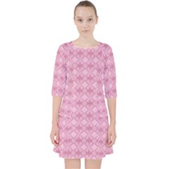 Pattern Print Floral Geometric Quarter Sleeve Pocket Dress