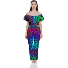 Abstract Piece Color Off Shoulder Ruffle Top Jumpsuit by Vaneshop