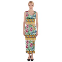 Flower Fabric Design Fitted Maxi Dress by Vaneshop