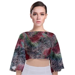 Design Pattern Scarf Gradient Tie Back Butterfly Sleeve Chiffon Top by Vaneshop
