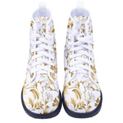Flowers Gold Floral Women s High-top Canvas Sneakers