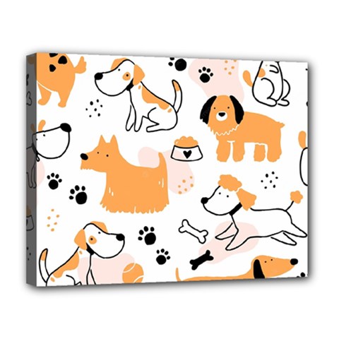 Seamless Pattern Of Cute Dog Puppy Cartoon Funny And Happy Canvas 14  X 11  (stretched) by Wav3s