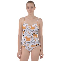 Seamless Pattern Of Cute Dog Puppy Cartoon Funny And Happy Sweetheart Tankini Set by Wav3s