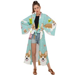 Welsh Corgi Boba Tea Bubble Cute Kawaii Dog Breed Maxi Kimono