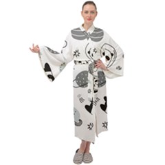 Panda Floating In Space And Star Maxi Velvet Kimono by Wav3s