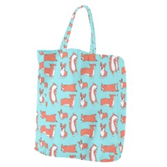 Corgis On Teal Giant Grocery Tote by Wav3s