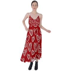 Vector Seamless Pattern Of Hearts With Valentine s Day Tie Back Maxi Dress