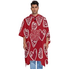 Vector Seamless Pattern Of Hearts With Valentine s Day Men s Hooded Rain Ponchos by Wav3s