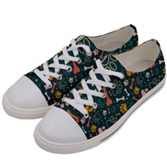 Dog Paw Colorful Fabrics Digitally Women s Low Top Canvas Sneakers by Wav3s