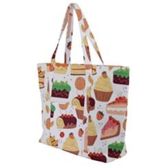 Seamless Pattern Hand Drawing Cartoon Dessert And Cake Zip Up Canvas Bag by Wav3s