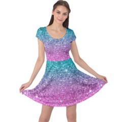 Pink And Turquoise Glitter Cap Sleeve Dress by Wav3s