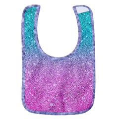 Pink And Turquoise Glitter Baby Bib by Wav3s