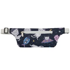 Space Cat Illustration Pattern Astronaut Active Waist Bag by Wav3s