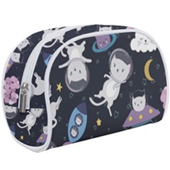 Space Cat Illustration Pattern Astronaut Make Up Case (large) by Wav3s