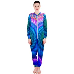 Peacock Feather Fractal Onepiece Jumpsuit (ladies) by Wav3s
