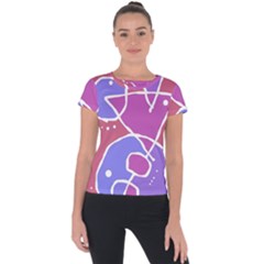 Mazipoodles In The Frame  - Pink Purple Short Sleeve Sports Top  by Mazipoodles