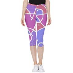 Mazipoodles In The Frame  - Pink Purple Inside Out Lightweight Velour Capri Leggings  by Mazipoodles