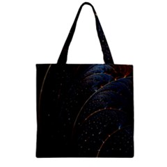Abstract Dark Shine Structure Fractal Golden Zipper Grocery Tote Bag by Vaneshop