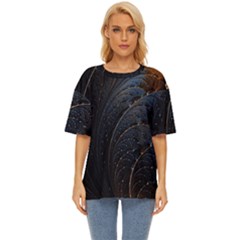 Abstract Dark Shine Structure Fractal Golden Oversized Basic Tee by Vaneshop