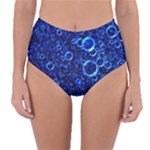 Blue Bubbles Abstract Reversible High-Waist Bikini Bottoms