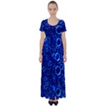 Blue Bubbles Abstract High Waist Short Sleeve Maxi Dress