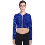 Blue Bubbles Abstract Long Sleeve Zip Up Bomber Jacket