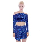 Blue Bubbles Abstract Off Shoulder Top with Mini Skirt Set