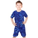 Blue Bubbles Abstract Kids  Tee and Shorts Set