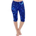 Blue Bubbles Abstract Lightweight Velour Cropped Yoga Leggings