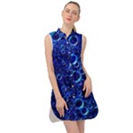 Blue Bubbles Abstract Sleeveless Shirt Dress