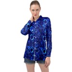 Blue Bubbles Abstract Long Sleeve Satin Shirt