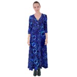 Blue Bubbles Abstract Button Up Maxi Dress