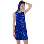 Blue Bubbles Abstract Racer Back Hoodie Dress