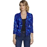Blue Bubbles Abstract Women s Casual 3/4 Sleeve Spring Jacket