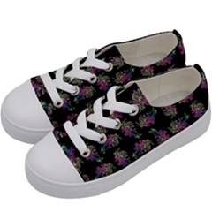 Midnight Noir Garden Chic Pattern Kids  Low Top Canvas Sneakers by dflcprintsclothing