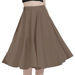 Otter Brown	 - 	a-line Full Circle Midi Skirt With Pocket