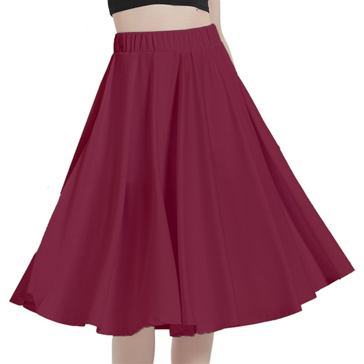 Rhubarb Red	 - 	A-Line Full Circle Midi Skirt With Pocket
