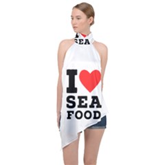 I Love Sea Food Halter Asymmetric Satin Top by ilovewhateva