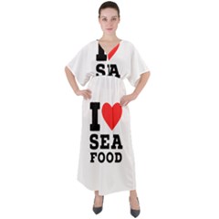 I Love Sea Food V-neck Boho Style Maxi Dress by ilovewhateva