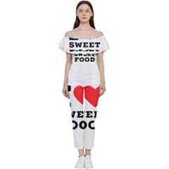 I Love Sweet Food Off Shoulder Ruffle Top Jumpsuit by ilovewhateva