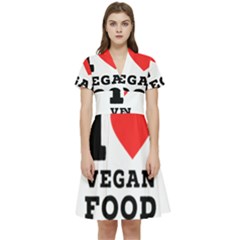 I Love Vegan Food  Short Sleeve Waist Detail Dress