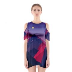 Abstract Landscape Sunrise Mountains Blue Sky Shoulder Cutout One Piece Dress by Grandong